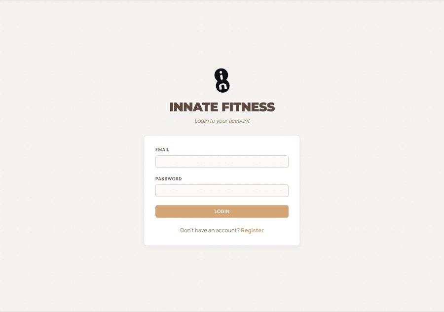 Innate Fitness login screen with the flagship logo mark